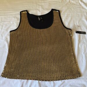 Bisou Bisou Gold Sequin Tank with Black Trim 100% Cotton!!!